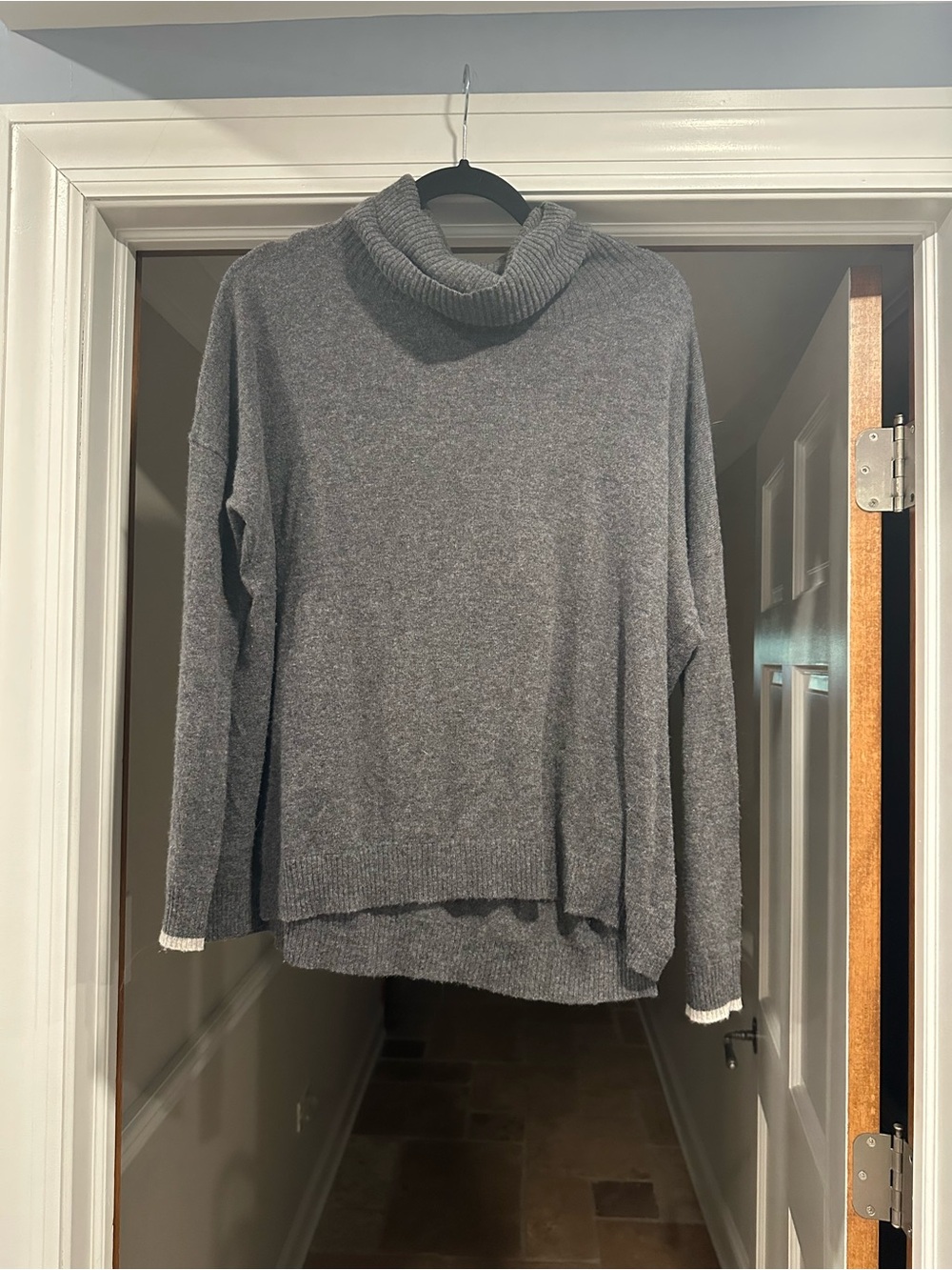 Three Dots Heather Gray Cowl Neck Sweater